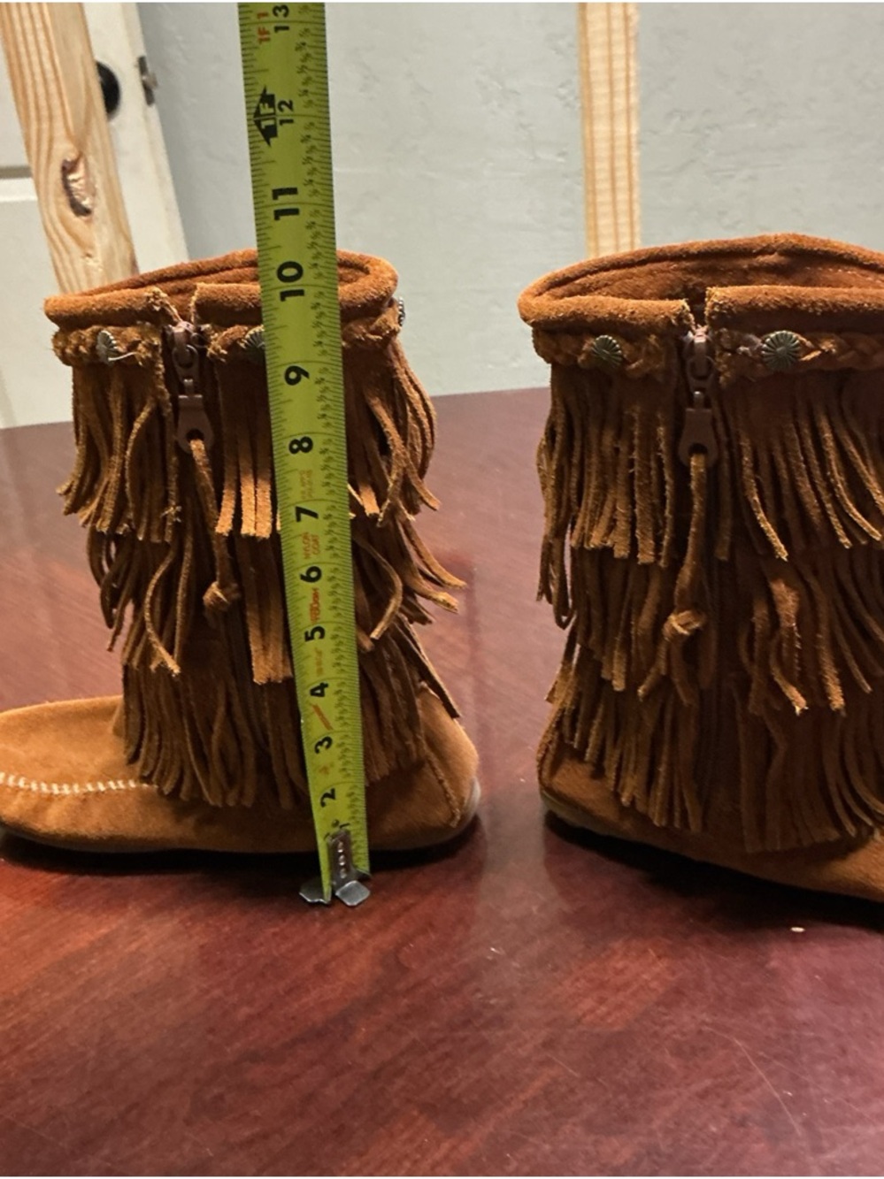Minnetonka Brown Suede Fringe 3 layer Moccasin Boots Sz 7. 1077 - Picture 15 of 15